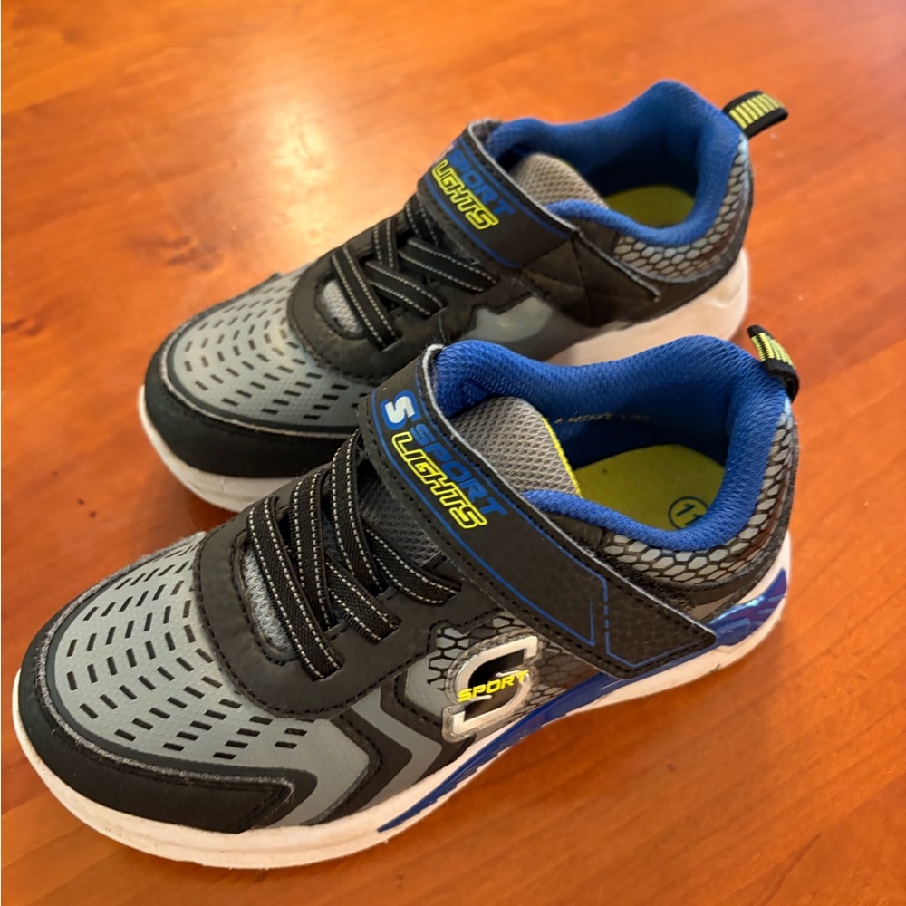 Skechers Boys Gray and Blue Light-Up Sneakers